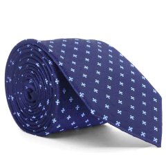 Gravata Tradicional Azul marinho e Azul Serenity Estampa Desenhada - comprar online