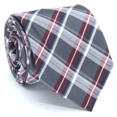 Gravata Tradicional Xadrez Cinza Chumbo, Marsala e Azul Marinho TR-05804 - comprar online