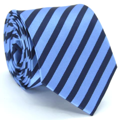 Gravata Tradicional Estampa em Listras Azul Marinho e Azul Serenity - comprar online