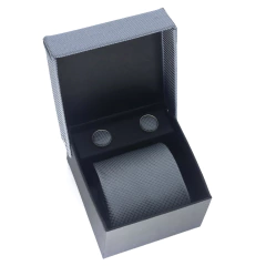 KIT Lenço e Abotoadura Cinza Grafite Quadriculada com Fundo Branco - comprar online