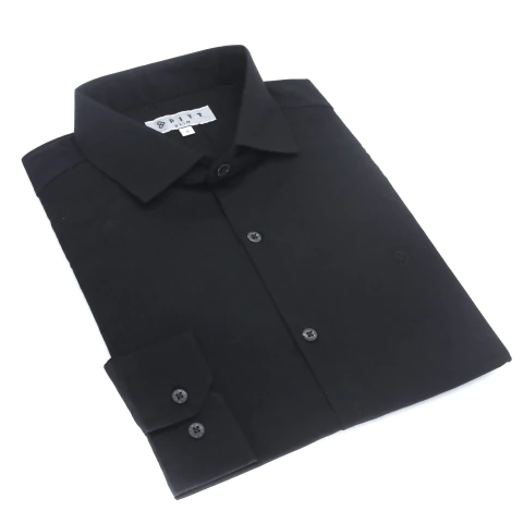 Camisa Social Masculina Manga Longa Slim Preta Lisa - comprar online