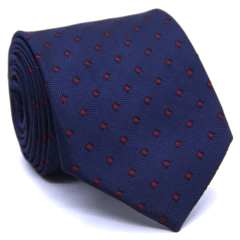Gravata Tradicional Azul Marinho Texturizada com Detalhes em Marsala TR-05371