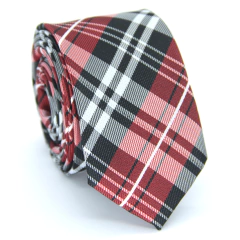 Gravata Slim Xadrez Marsala, Preto e Branco - comprar online