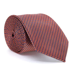 Gravata Tradicional Terracota Escura e Azul Meia Noite Textura Desenhada - comprar online