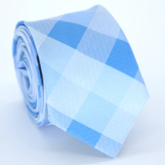 Gravata Slim Xadrez Azul Serenity, Azul Bebê e Branco - comprar online