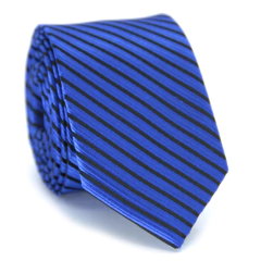 Gravata Slim Azul Royal e Preto Textura Maquinetado - comprar online