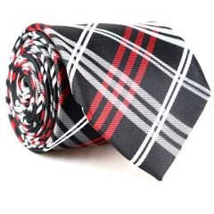 Gravata Tradicional Xadrez Preto, Vermelho e Branco - comprar online