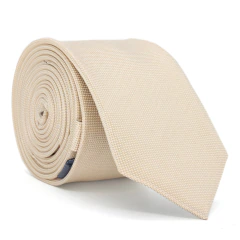 Gravata Slim Bege Pontilhada Clássica 6 cm