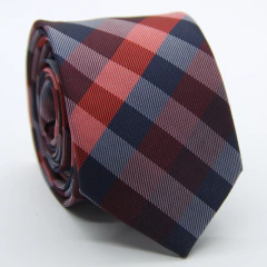 Gravata Slim Xadrez Marsala, Azul Marinho e Vermelha SL-051331