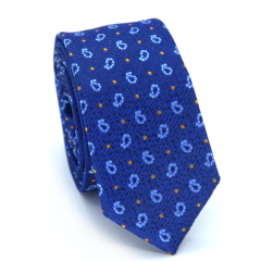 Gravata Slim Estampa Paisley Azul Royal, Azul Serenity e Amarelo - comprar online