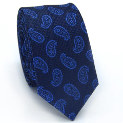 Gravata Slim Estampa Paisley Azul Marinho e Azul Serenity Texturizada - comprar online