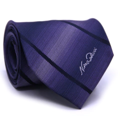 Gravata Tradicional Seda Estampa em Listras Roxo e Preto CX0022-SE09022