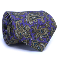 Gravata Tradicional Seda Estampa Desenhada Azul Celeste e Ouro Envelhecido CX0024-SE08044