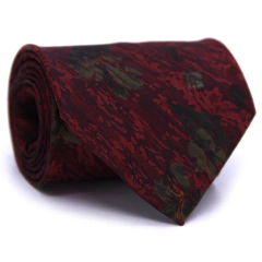Gravata Tradicional Seda Estampa Desenhada Marsala, Preto e Cinza CX0025-SE08014