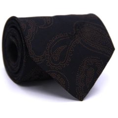 Gravata Tradicional Seda Estampa Desenhada Preto e Dourado CX0025-SE08049
