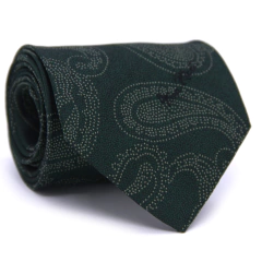 Gravata Tradicional Seda Estampa Desenhada Verde Escuro e Champagne CX0029-SE08018