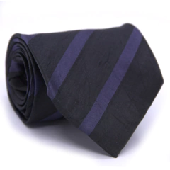 Gravata Tradicional Seda Estampa em Listras Azul Meia Noite e Cinza Chumbo cx0035-se09015