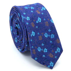 Gravata Slim Estampa Liberty Azul Royal, Azul Serenity e Ouro Envelhecido - comprar online