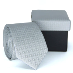 KIT Caixa De Presente e Gravata Slim Cinza Textura Desenhada