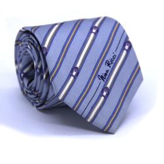 Gravata Tradicional Seda Estampa em Listras Azul Bebê, Azul Serenity e Branco cx0045-se08007