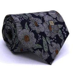 Gravata Tradicional Seda Estampa Floral Preto e Cinza cx0047-se08021 - comprar online