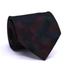 Gravata Tradicional Seda Estampa Desenhada Marsala, Azul Marinho e Verde Escuro cx0048-se08024