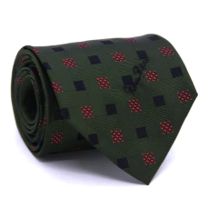 Gravata Tradicional Seda Estampa Desenhada Verde Oliva, Preto e Terracota cx0051-se08029