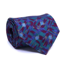 Gravata Tradicional Seda Estampa Desenhada Marsala, Azul Serenity e Verde Sage