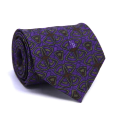 Gravata Tradicional Seda Estampa Desenhada Roxo, Verde Sage e Marsala - comprar online