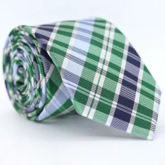 Gravata Tradicional Xadrez Verde Esmeralda, Azul Marinho e Branco - comprar online