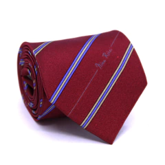 Gravata Tradicional Seda Estampa em Listras Bordô, Azul Serenity e Bege CX0071-se08005 - comprar online