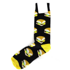 Meia Adulto Estampa Lanche Preta