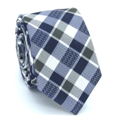 Gravata Slim Xadrez Azul Marinho, Verde Oliva e Branca - comprar online