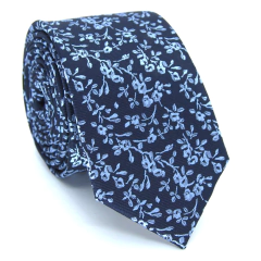 Gravata Slim Estampa Floral Azul Marinho e Azul Serenity - comprar online