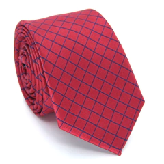 Gravata Slim Xadrez Vermelho e Azul Marinho - comprar online