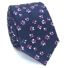Gravata Slim Estampa Liberty Azul Marinho, Rosa e Branca - comprar online