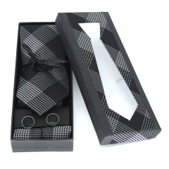 KIT Caixa de Presente, Gravata Tradicional, Lenço e Abotoadura KIT-CXTRLEAB17301