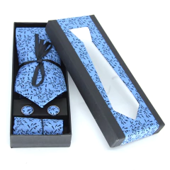 KIT Caixa de Presente, Gravata Tradicional, Lenço e Abotoadura KIT-CXTRLEAB17302