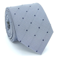 Gravata Tradicional Poá Branca e Azul Marinho TR-19107 - comprar online