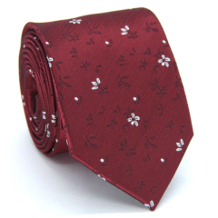 Gravata Tradicional Estampa Liberty Bordô e Branca - comprar online