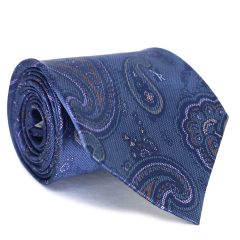 Gravata Tradicional Azul Marinho Desenhada