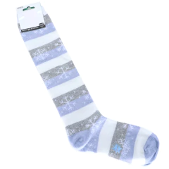 Meia Cano Alto Adulto Azul Serenity, Cinza e Branca Estampa Neve - comprar online