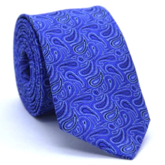 Gravata Slim Azul com Textura Paisley SL-05726