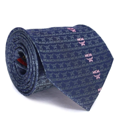 Gravata Extra Larga Azul Marinho Estampa Desenhada