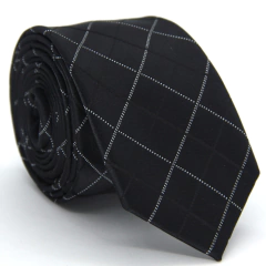 Gravata Slim Xadrez Preta e Branca SL-10331