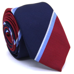 Gravata Slim Estampa em Listras Azul Marinho, Bordô, Azul Serenity e Branca - comprar online