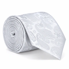 Gravata Tradicional Cinza Estampa Paisley