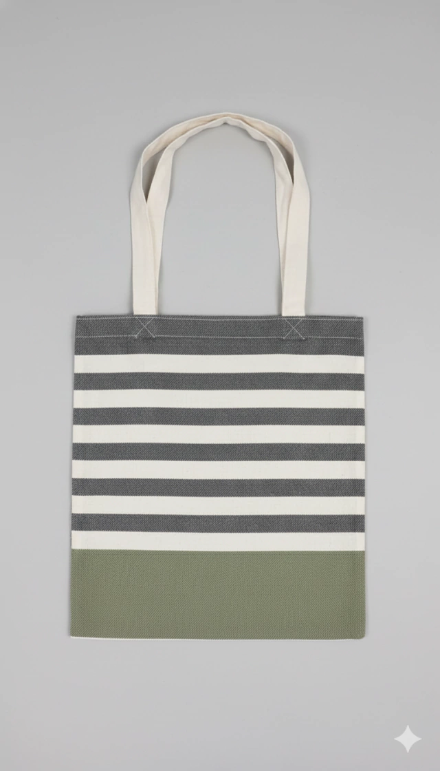 BOLSO DE PLAYA IBIZA VERDE MILITAR CON LINEAS