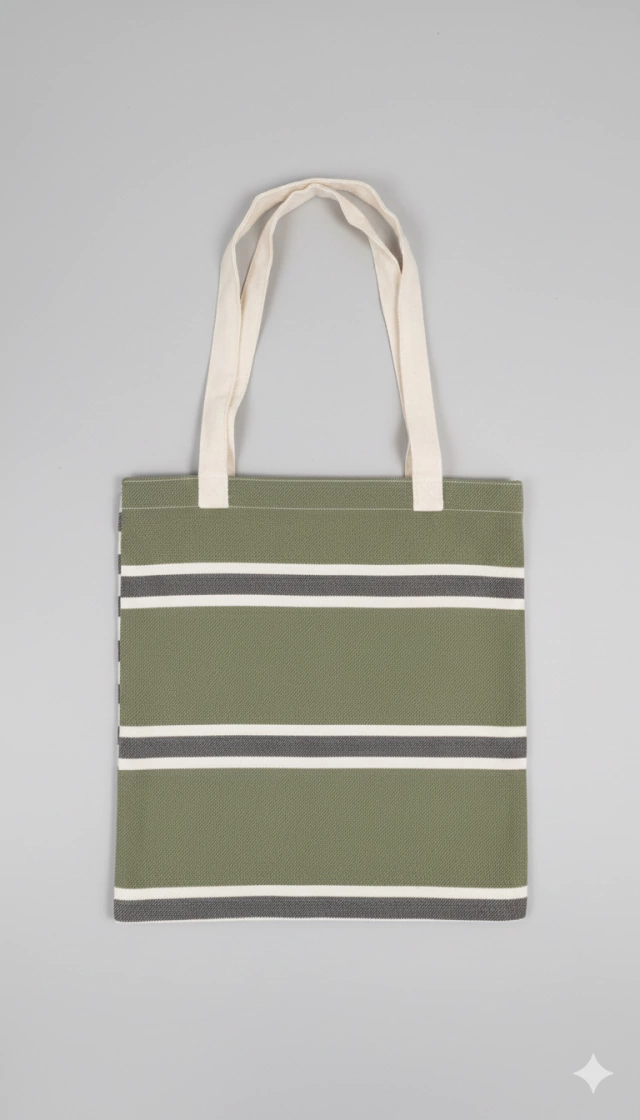BOLSO DE PLAYA IBIZA VERDE MILITAR CON LINEAS — imagen 2
