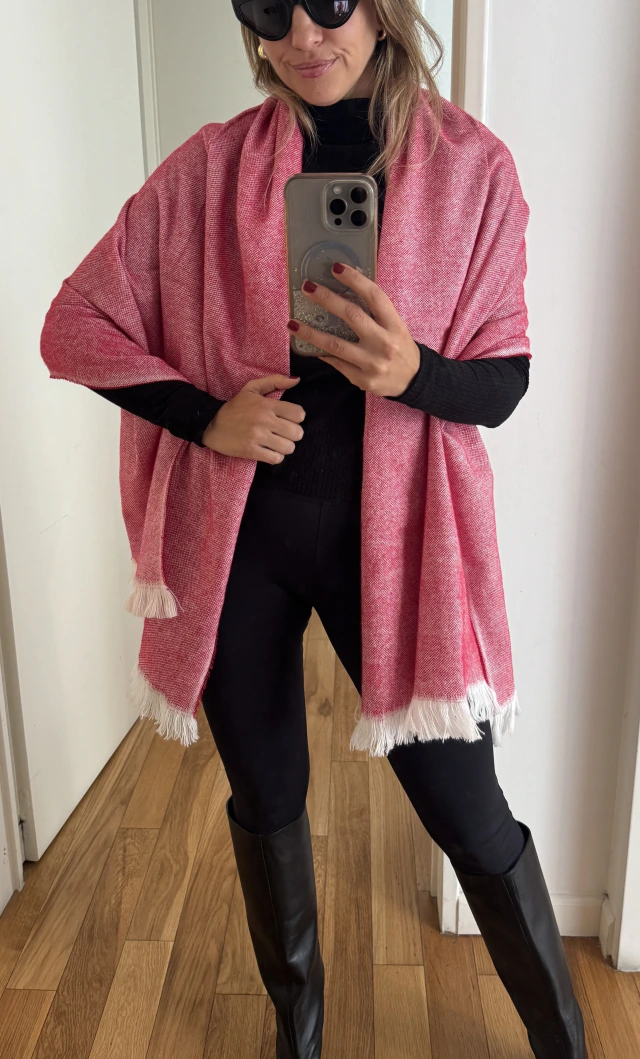 PASHMINA ROJO TRAMA JASPEADO